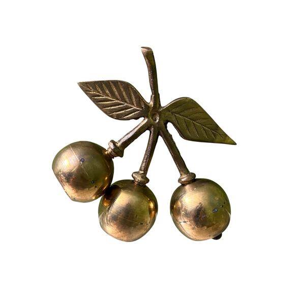 Sarna Vintage Solid Brass Cherry Bunch Bells 3" - Picture 1 of 6